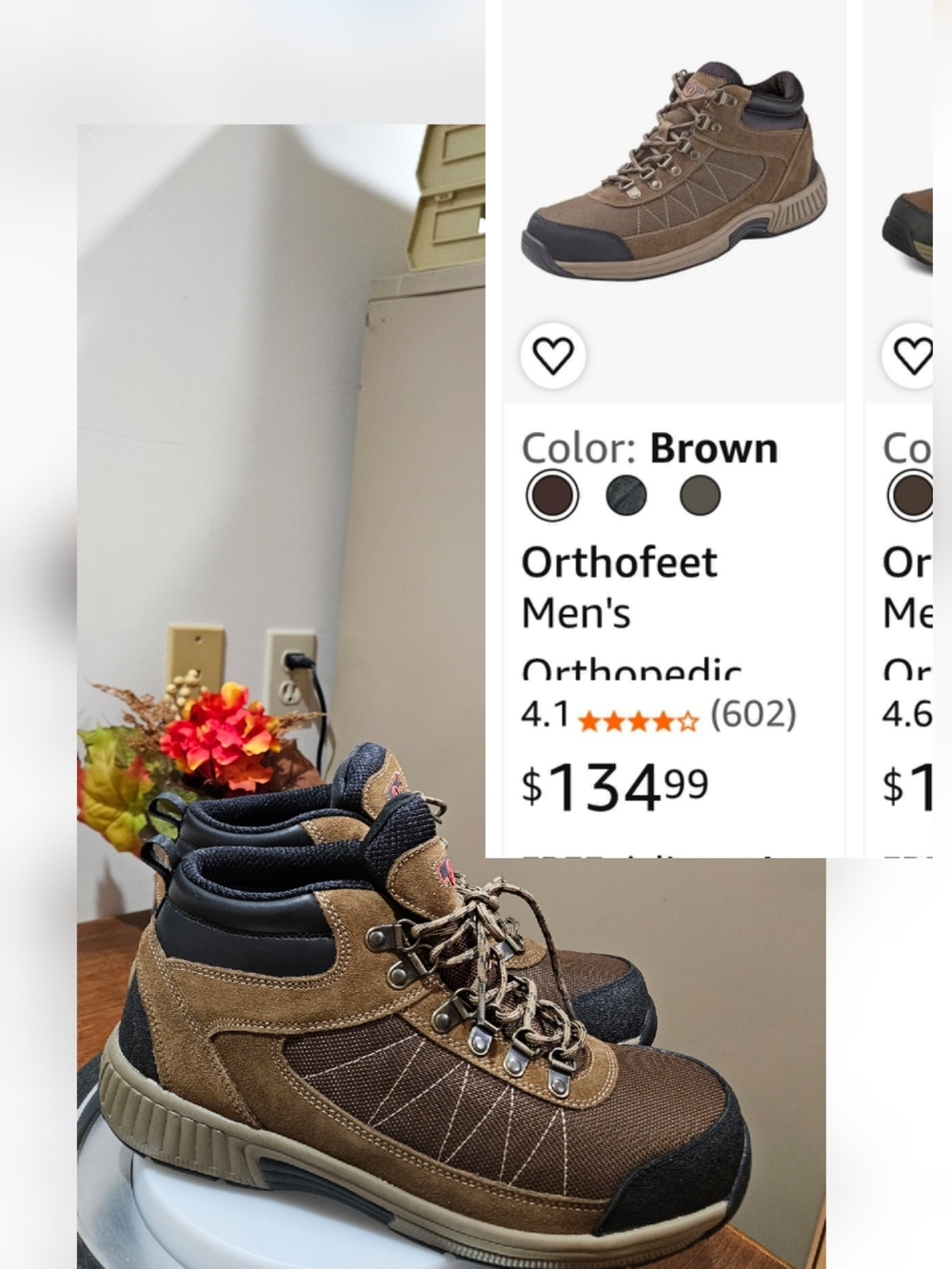 OrthoFeet Men's Brown Lace-Up Orthopedic Boot
